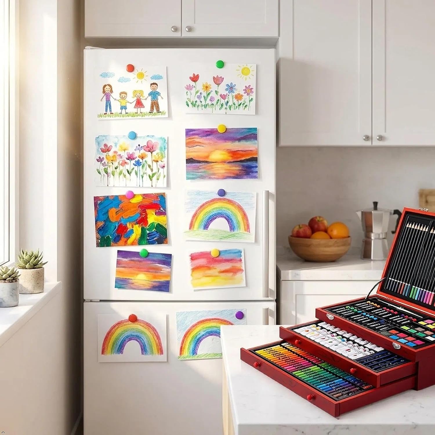 iBayam Art Supplies. 195-Pack Deluxe Drawing Painting Kit. 3 Sketchbook Set | 3 Canvases. Acrylic Paints. Watercolor. Colored Pencils. Crayons. Pastels. All in Wooden Case for Kids Teens Adults Artist - Image 8