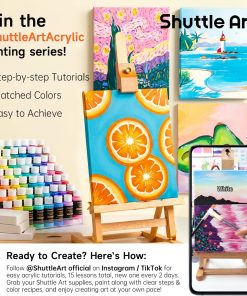 Alternative view of Shuttle Art Acrylic Paint. 36 Colors Acrylic Paint Set with Brushes & Palette. 2oz/60ml Bottles. Rich Pigments Non-toxic for Artists Kids & Adults. Painting on Canvas Rocks Ceramic Wood