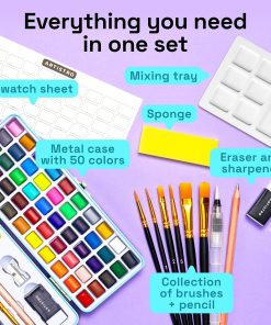 Alternative view of ARTISTRO Vivid Color Watercolor Paint Set - Portable Paint Art Kit with Palette and Brush Pens - Travel Water Color Set for Adults. Professionals. Kids - Art and Painting Supplies - Gift Idea | Portable Paint Art Kit. Travel Water Color Set. For Adults. Professionals. & Kids. Art & Painting Supplies. Gift Idea