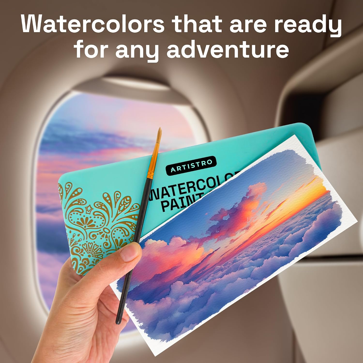 ARTISTRO Vivid Color Watercolor Paint Set - Portable Paint Art Kit with Palette and Brush Pens - Travel Water Color Set for Adults. Professionals. Kids - Art and Painting Supplies - Gift Idea | Portable Paint Art Kit. Travel Water Color Set. For Adults. Professionals. & Kids. Art & Painting Supplies. Gift Idea - Image 5